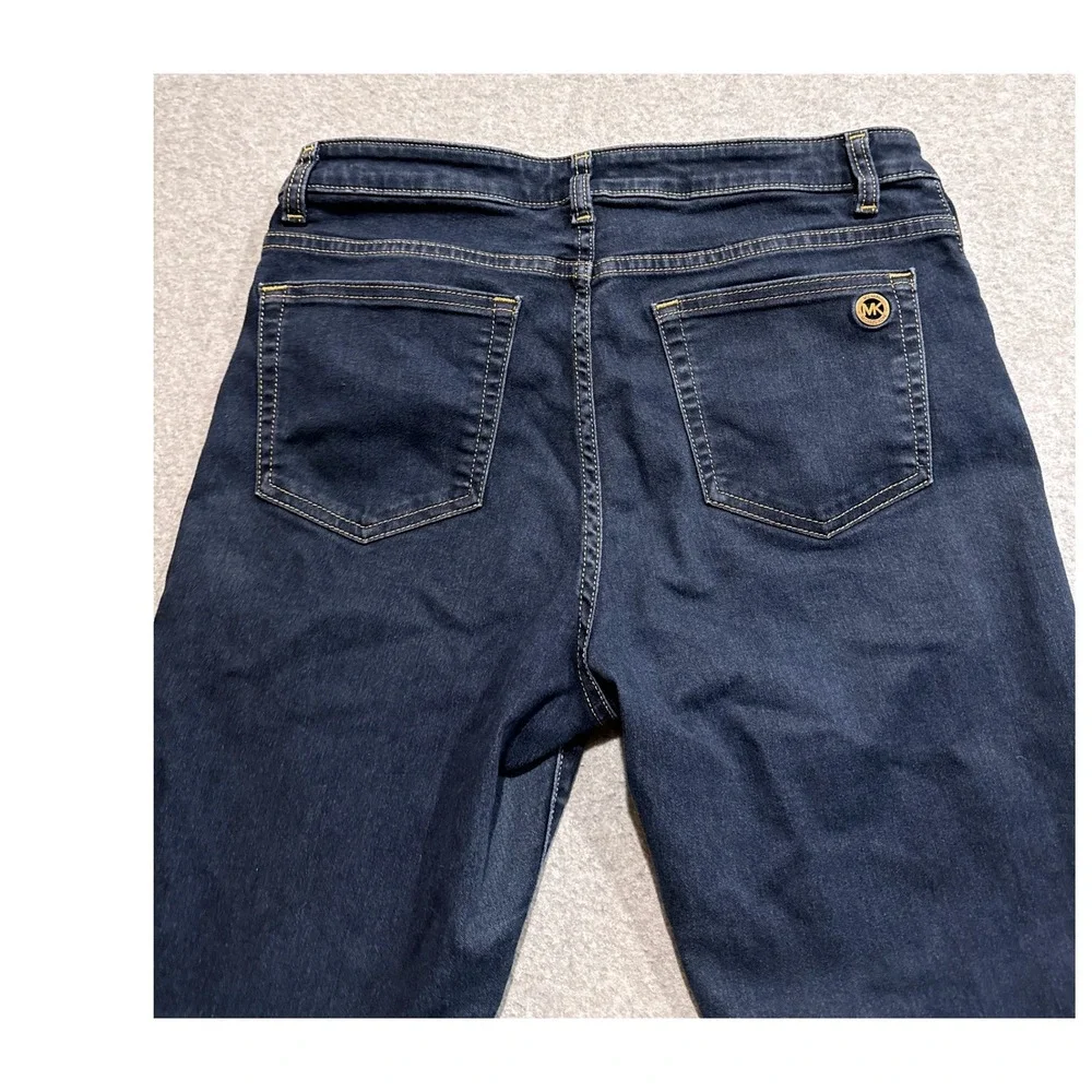 Michael Kors Izzy Skinny Jeans Womens Dark Blue Stretch Denim Size 12 33x28.5